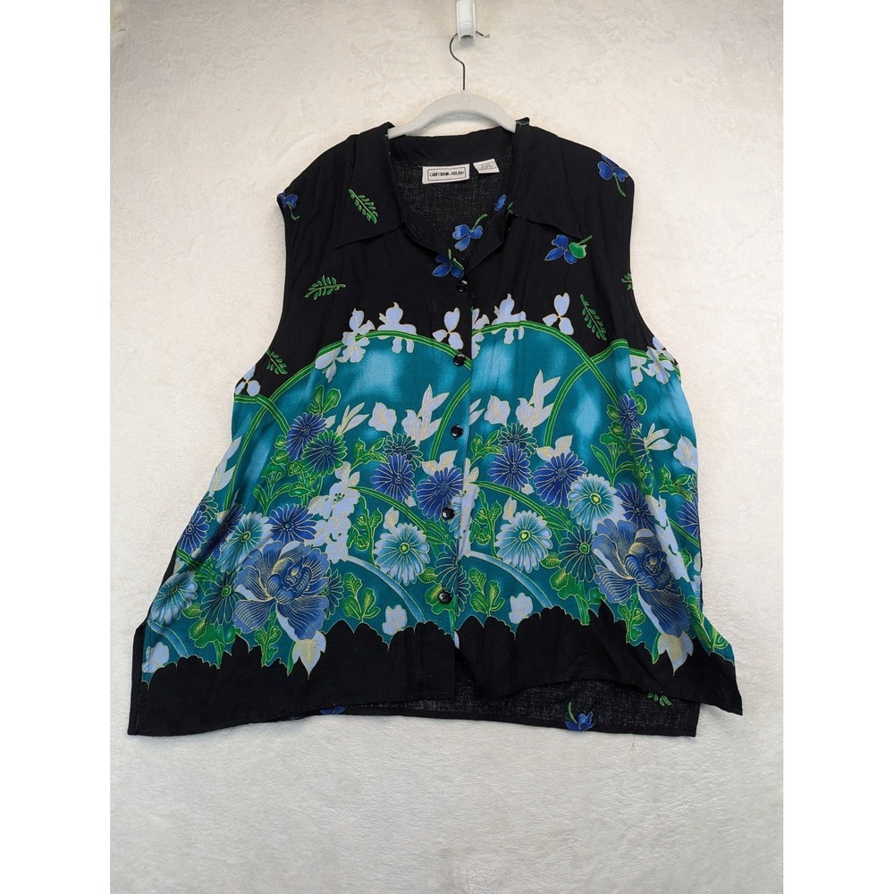 Vintage California Krush 2X Rayon Floral 2 Piece Pants Top Set 80s 90s